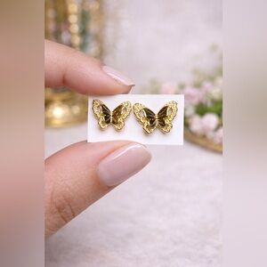Mini Butterfly Stud Earrings | Gold-Tone | Delicate Everyday Studs
